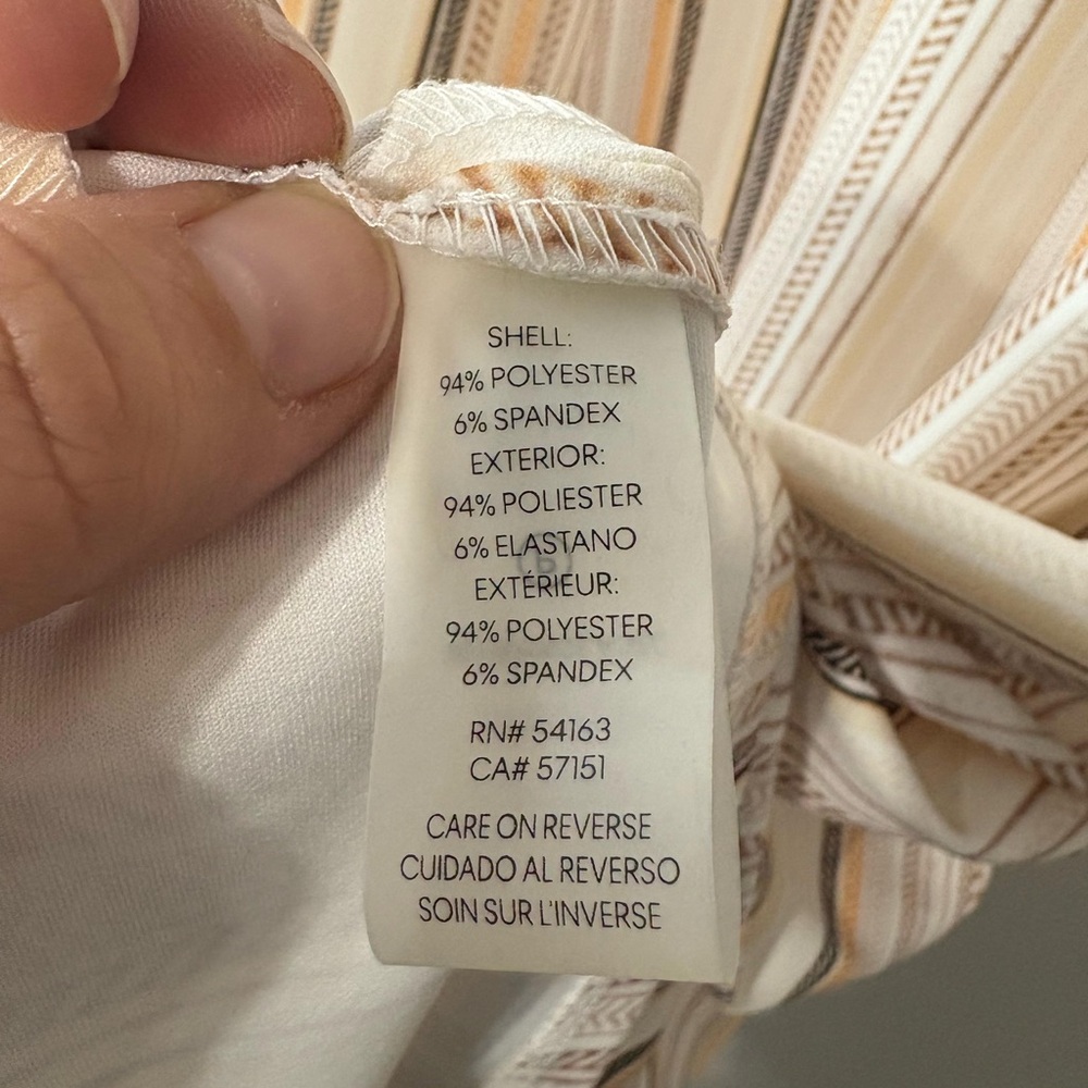 Calvin Klein Cream Sleeveless V-Neck Striped Midi Dress - Picture 6 of 9